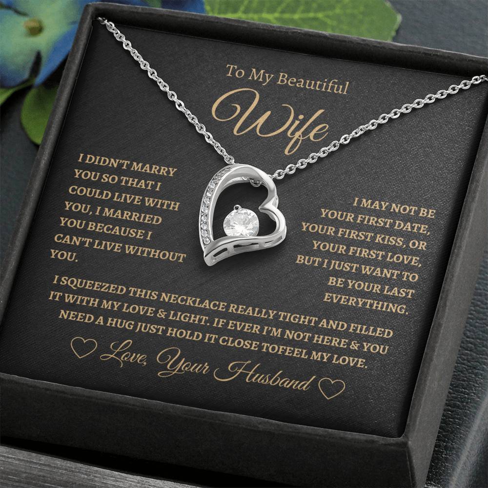 To My Beautiful Wife Forever Love Necklace - Black/Gold
