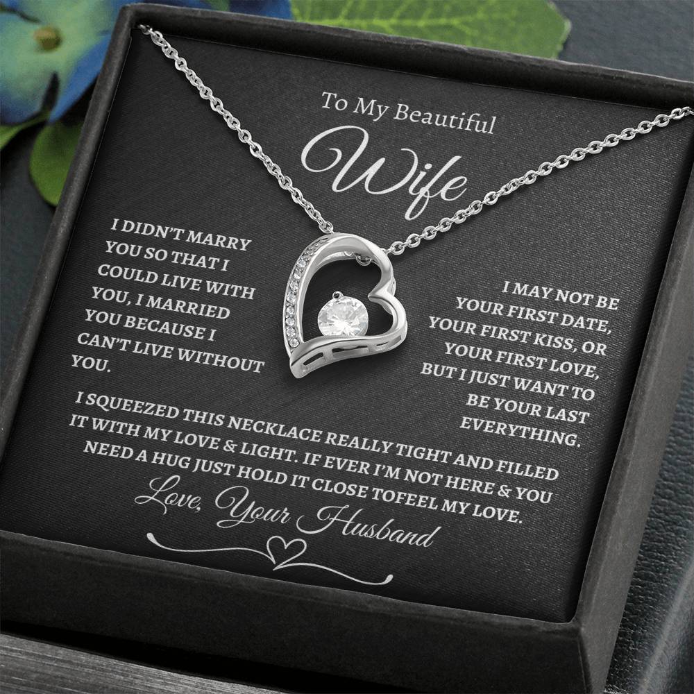 To My Beautiful Wife Forever Love Necklace - Black/White