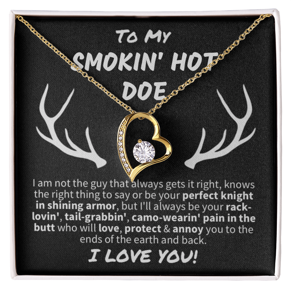 Gift for Wife - "To My Smokin' Hot Doe" Forever Love Knot Necklace