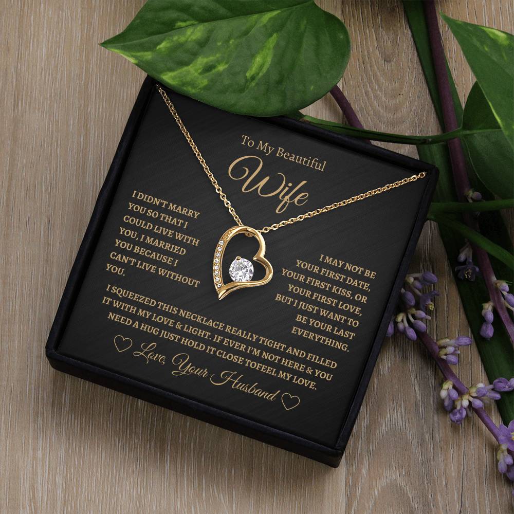 To My Beautiful Wife Forever Love Necklace - Black/Gold