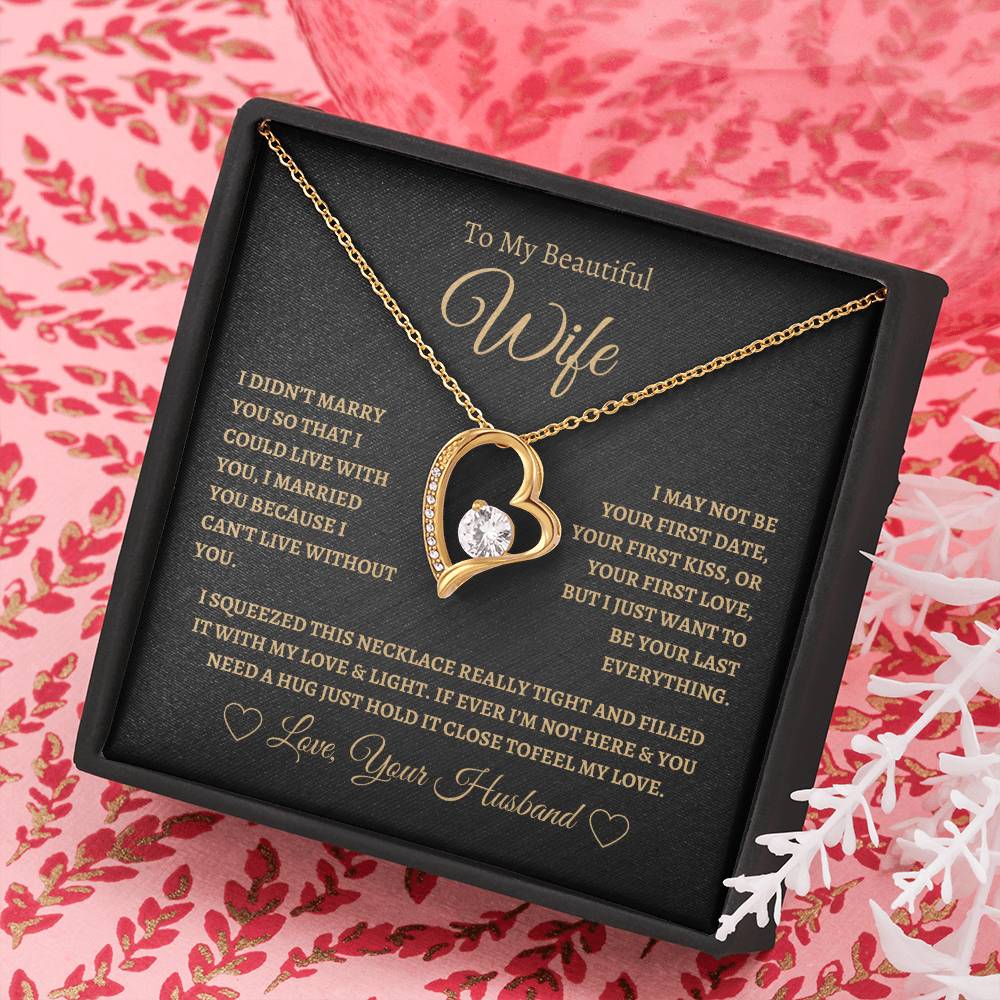 To My Beautiful Wife Forever Love Necklace - Black/Gold