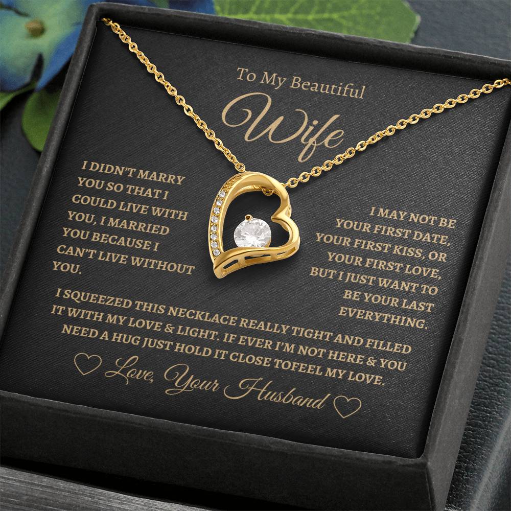 To My Beautiful Wife Forever Love Necklace - Black/Gold
