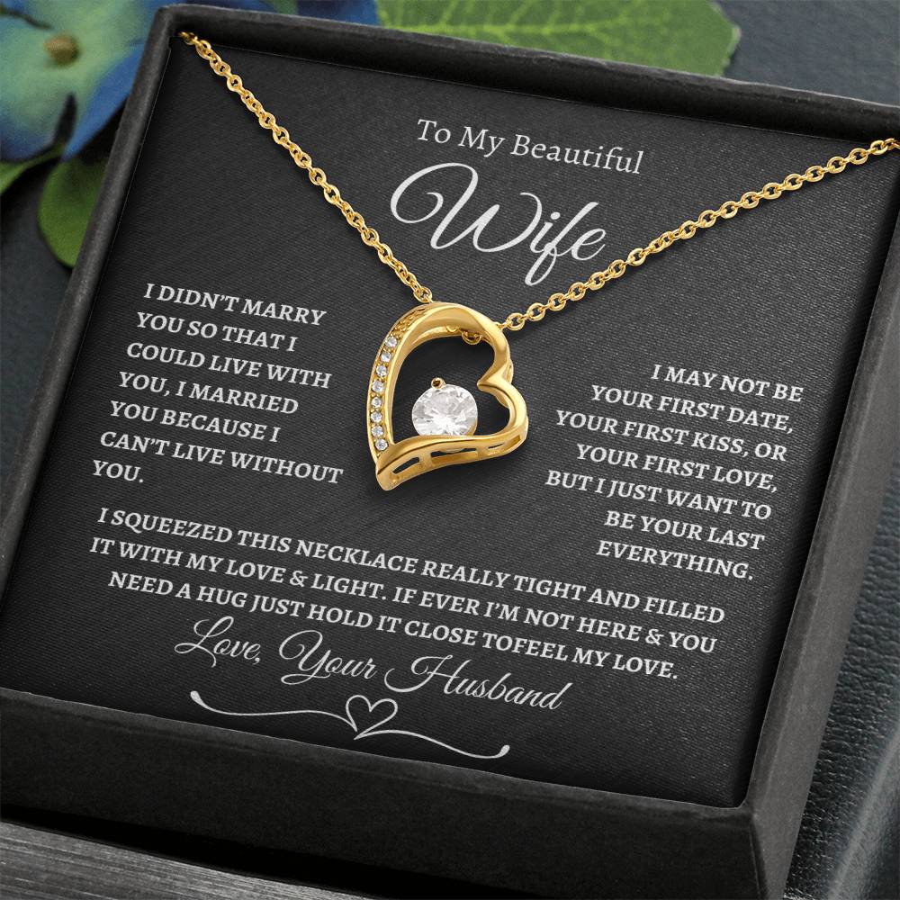 To My Beautiful Wife Forever Love Necklace - Black/White