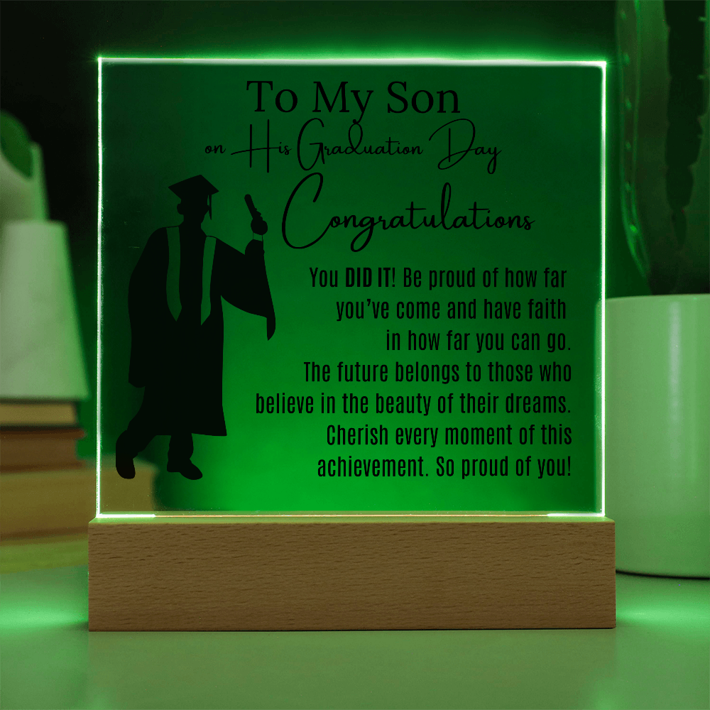 To My Son Graduation Acrylic Keepsake Blk