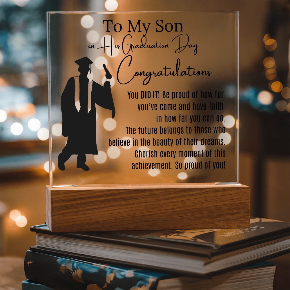 To My Son Graduation Acrylic Keepsake Blk