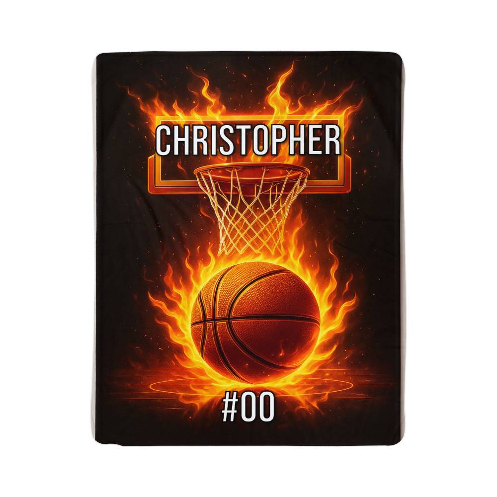 Personalized Basketball Blanket – Custom Name & Number Gift for Kids or Athletes