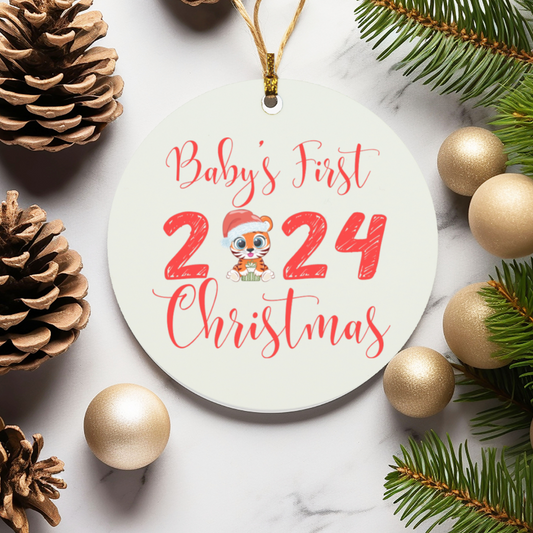 Baby's First Christmas 2024 Ceramic Ornament - Tiger