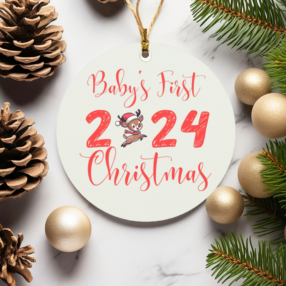 Baby's First Christmas 2024 Ceramic Ornament - Reindeer