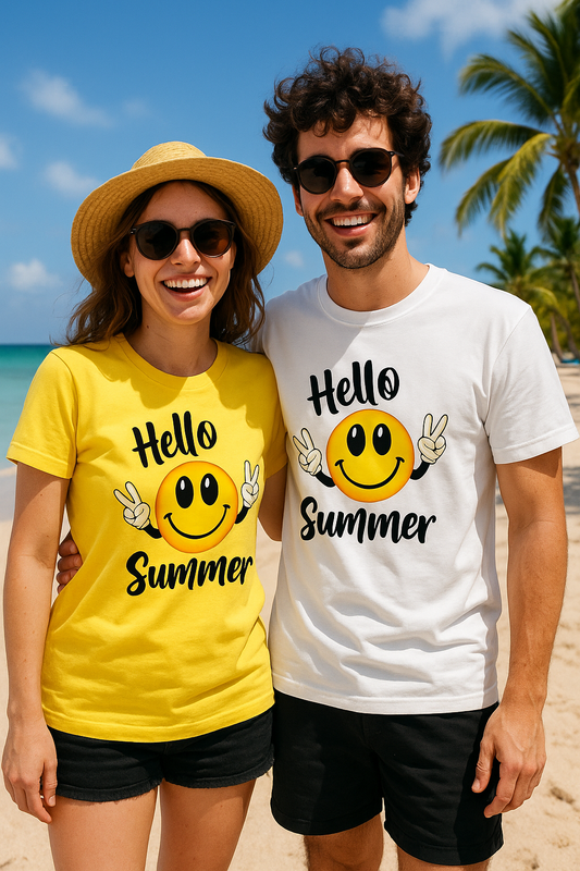 Hello Summer Smiley Face Short-Sleeve T-Shirt
