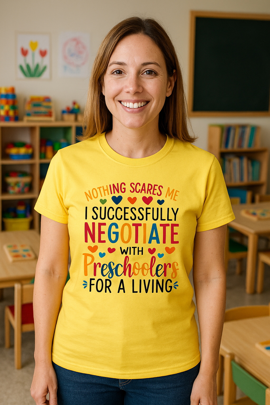 Nothing Scares Me. I Successfully Negotiate with Preschoolers Funny Teacher T-Shirt
