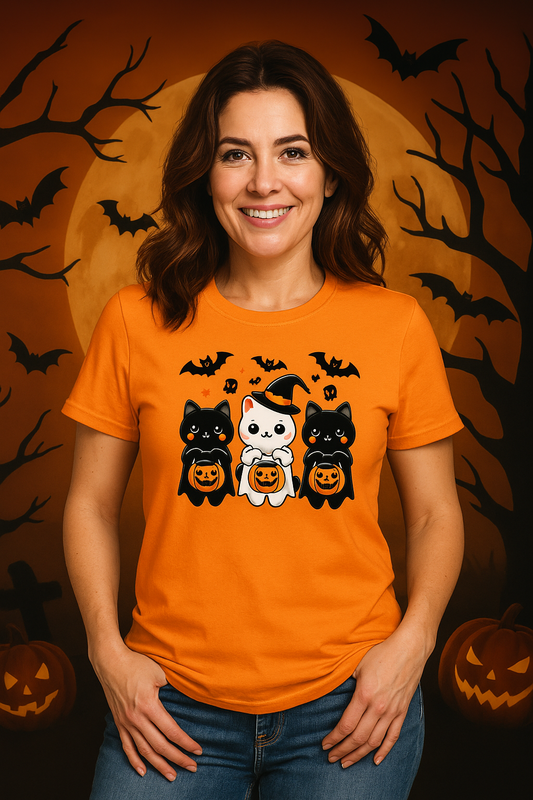 Cute Halloween Cats T-Shirt – Adorable Spooky Season Tee for Cat Lovers