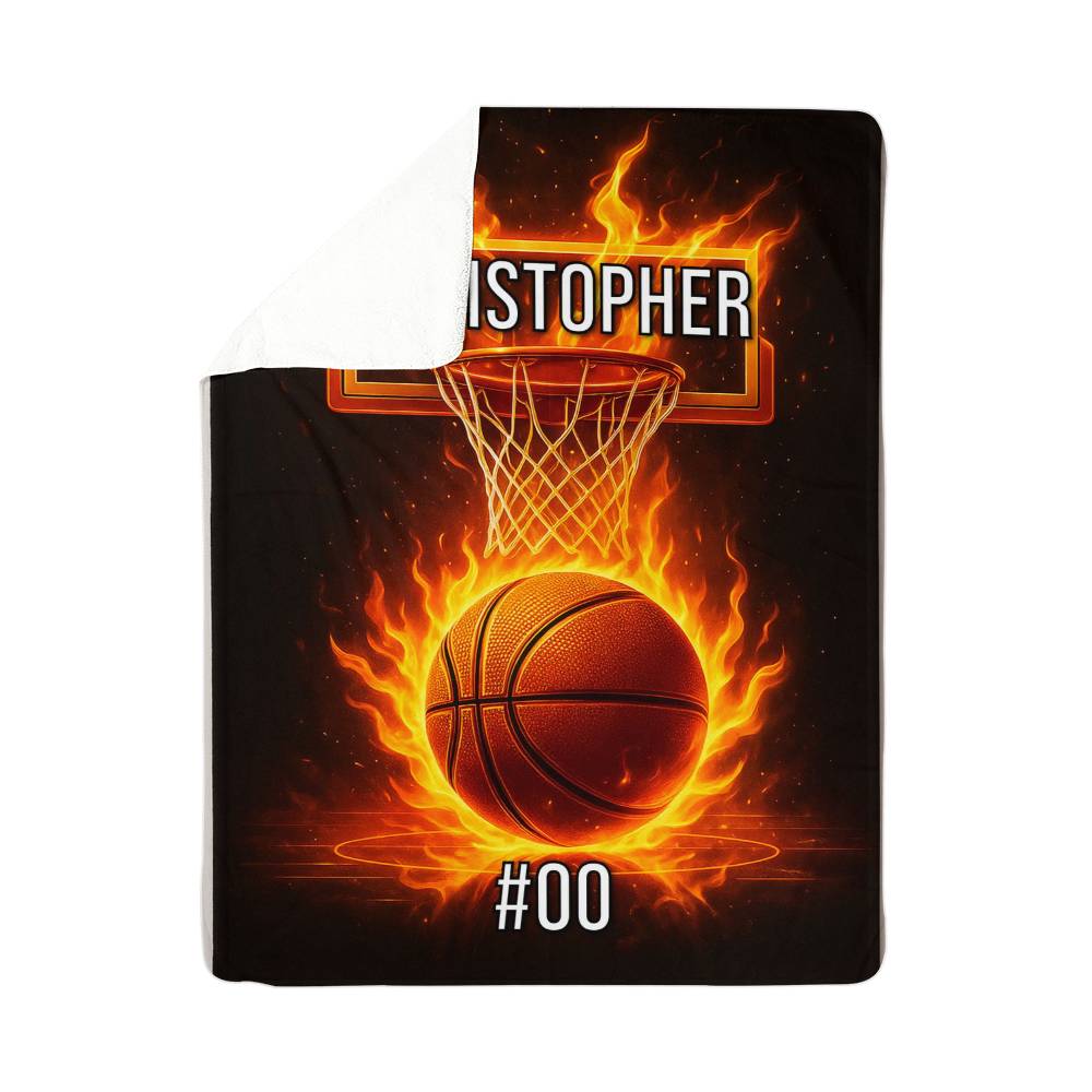 Personalized Basketball Blanket – Custom Name & Number Gift for Kids or Athletes
