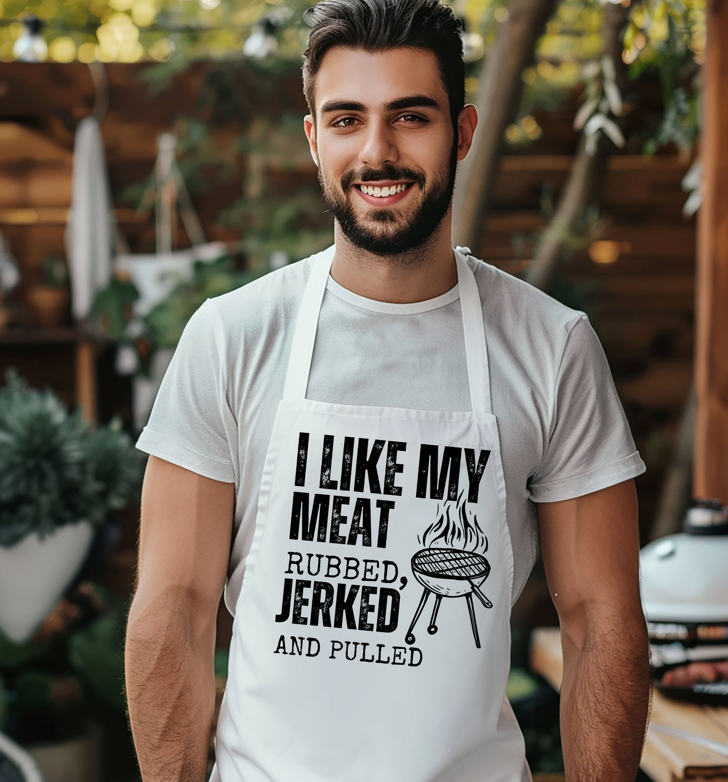 Novelty Grilling Aprons "I Like My Meat" Funny Barbecue Apron for Outdoor Cooking