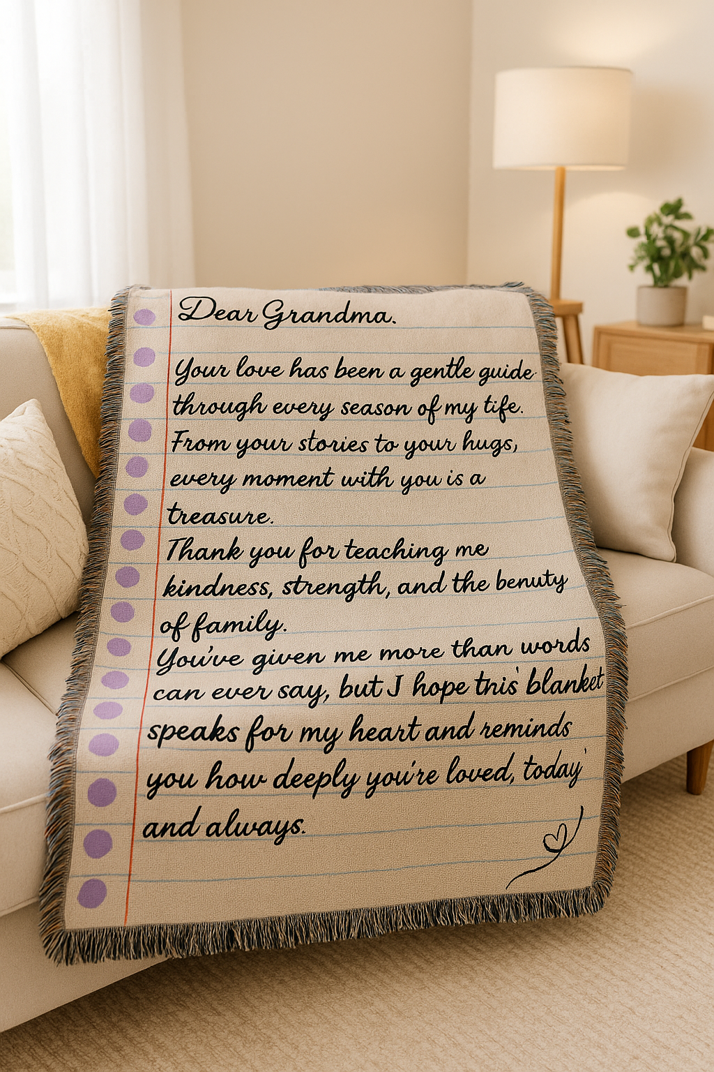 Dear Grandma Love Letter Blanket — Personalized Woven Keepsake Gift
