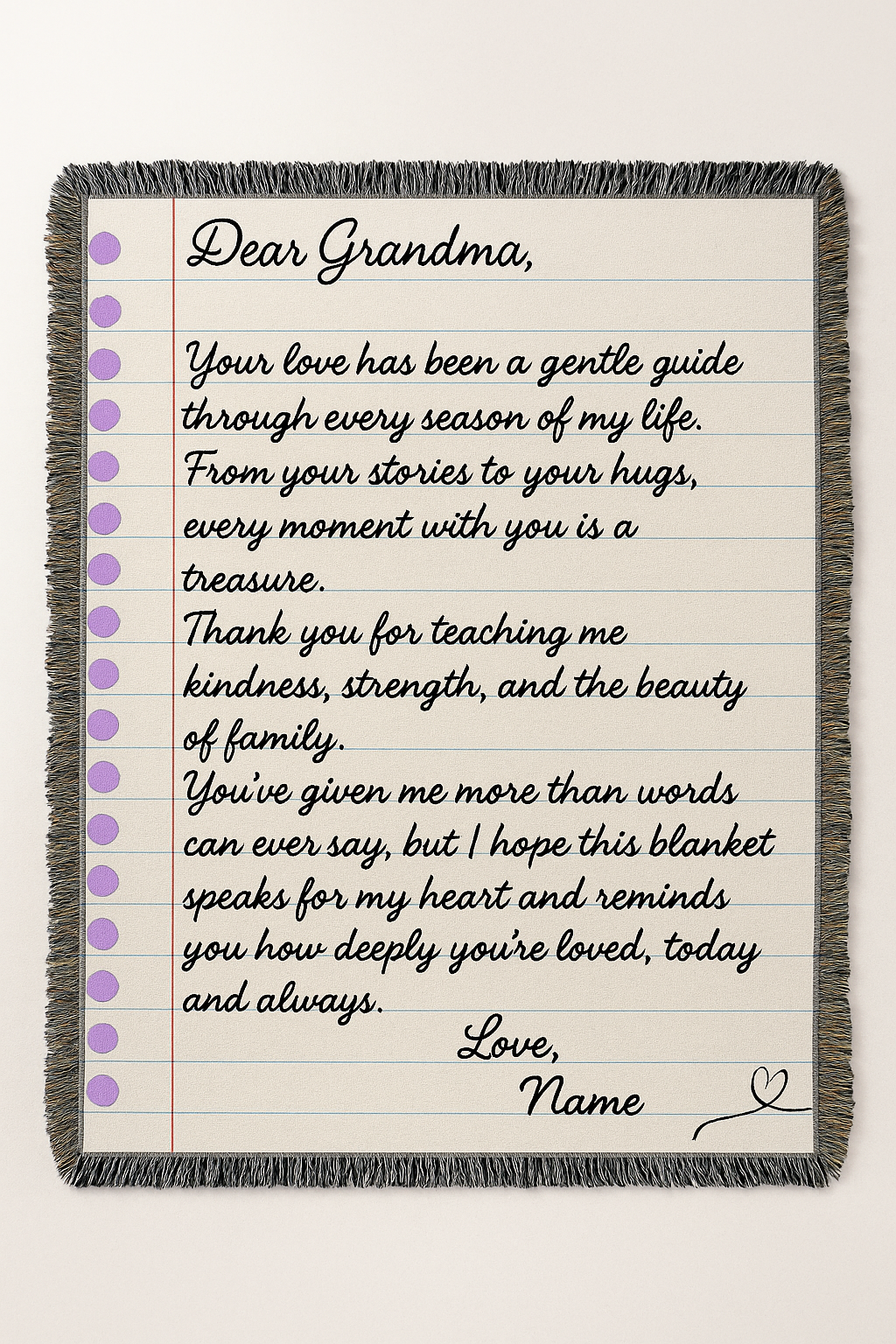 Dear Grandma Love Letter Blanket — Personalized Woven Keepsake Gift
