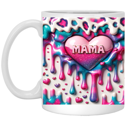 Mama 3D Design9 -11oz White Mug