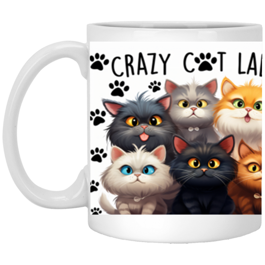 Crazy Cat Ladt - 11oz White Mug