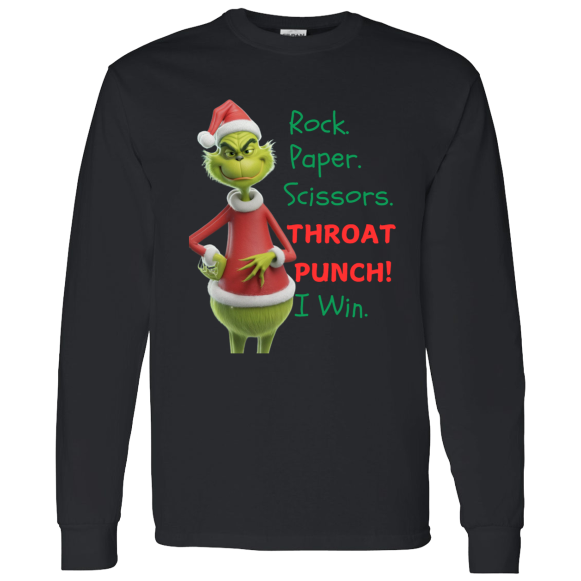 Grinch Rock. Paper. Scissors. Throat Punch! - T-shirt | Long Sleeve| Sweatshirt | Hoodie