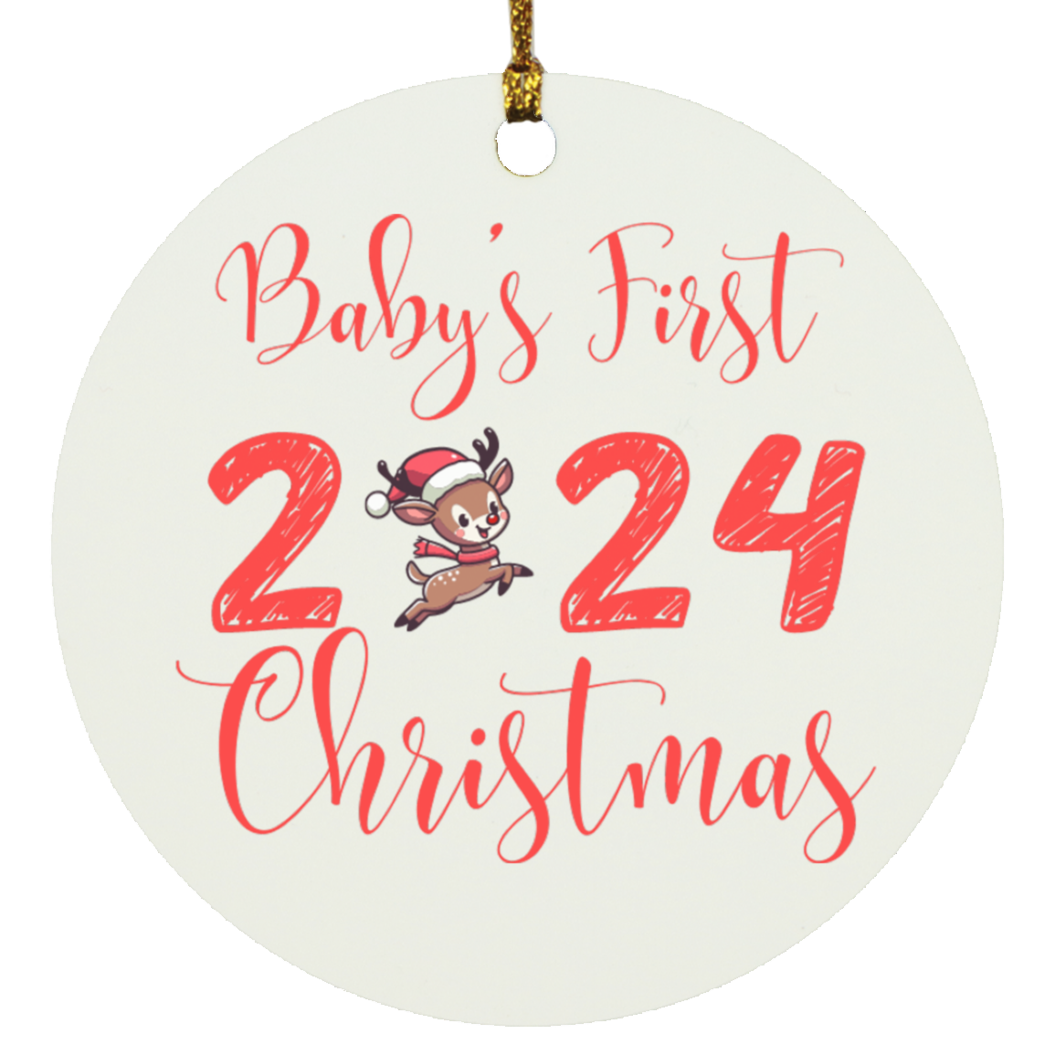 Baby's First Christmas 2024 Ceramic Ornament - Reindeer