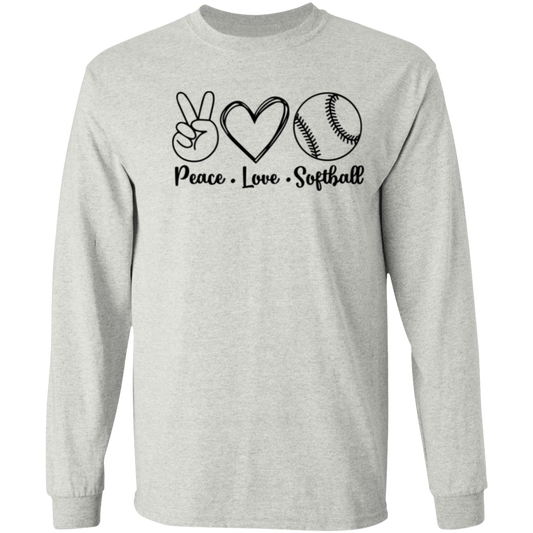 Peace Love Softball - Long Sleeve T-Shirt 5.3 oz.