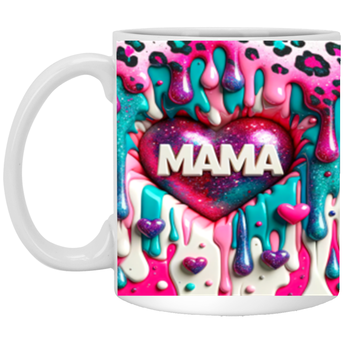 Mama Heart 3D Design1 - 11oz White Mug