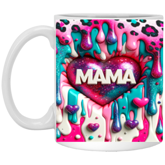 Mama Heart 3D Design1 - 11oz White Mug