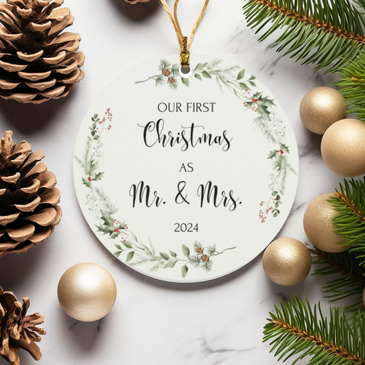 Our First Christmas as Mr. & Mrs. 2024 Circle Ornament