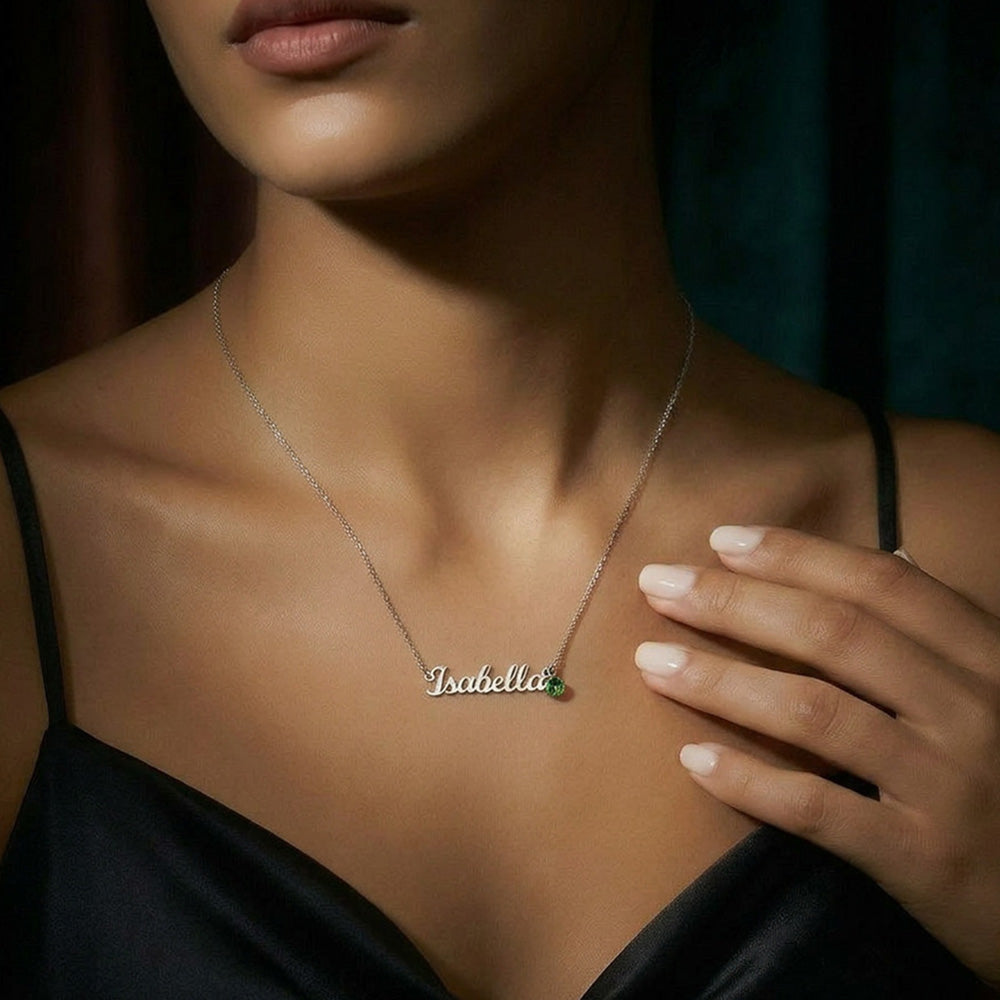 Personalized Name Necklace for Daughter – Athlete Gift from Mom – Custom Name Jewelry with Birthstone