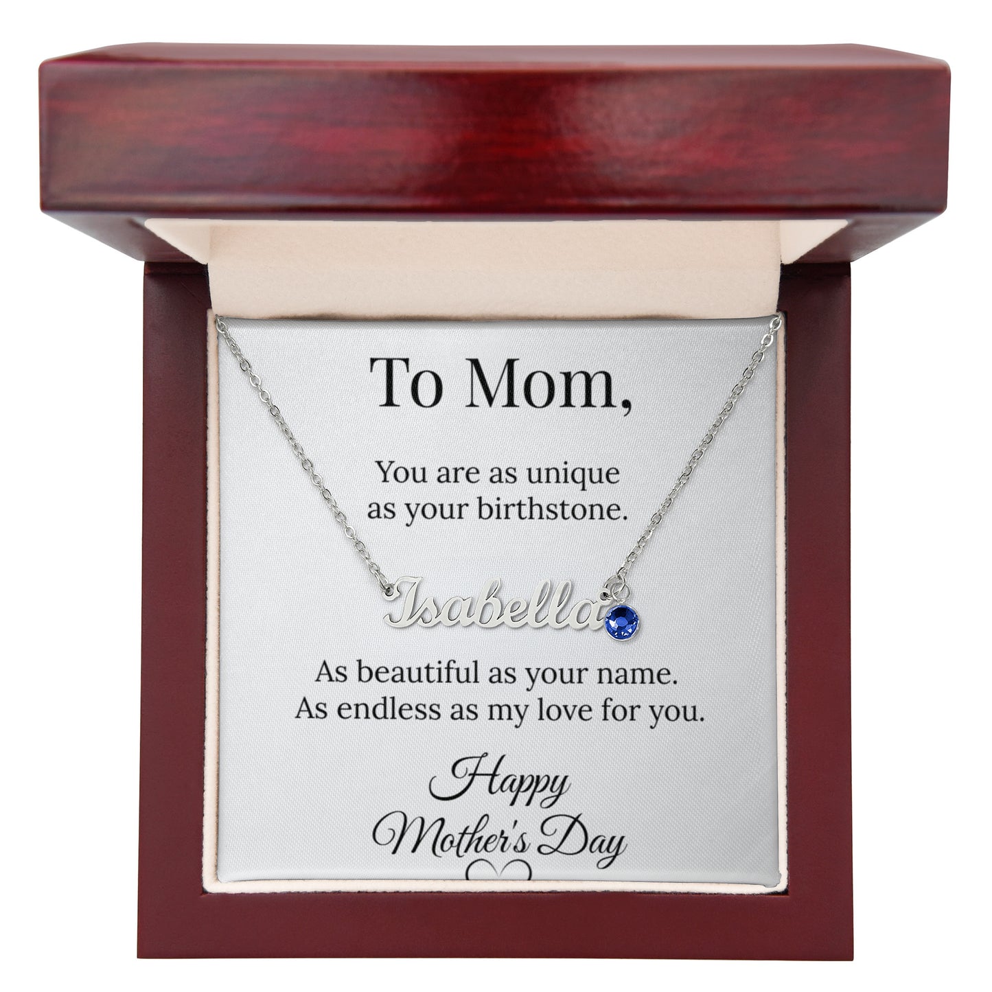 Personalized Name Necklace with Birthstone — Her Name. Her Birthstone. Her Story.