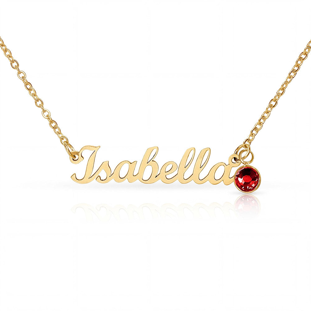 Personalized Name Necklace for Daughter – Athlete Gift from Mom – Custom Name Jewelry with Birthstone