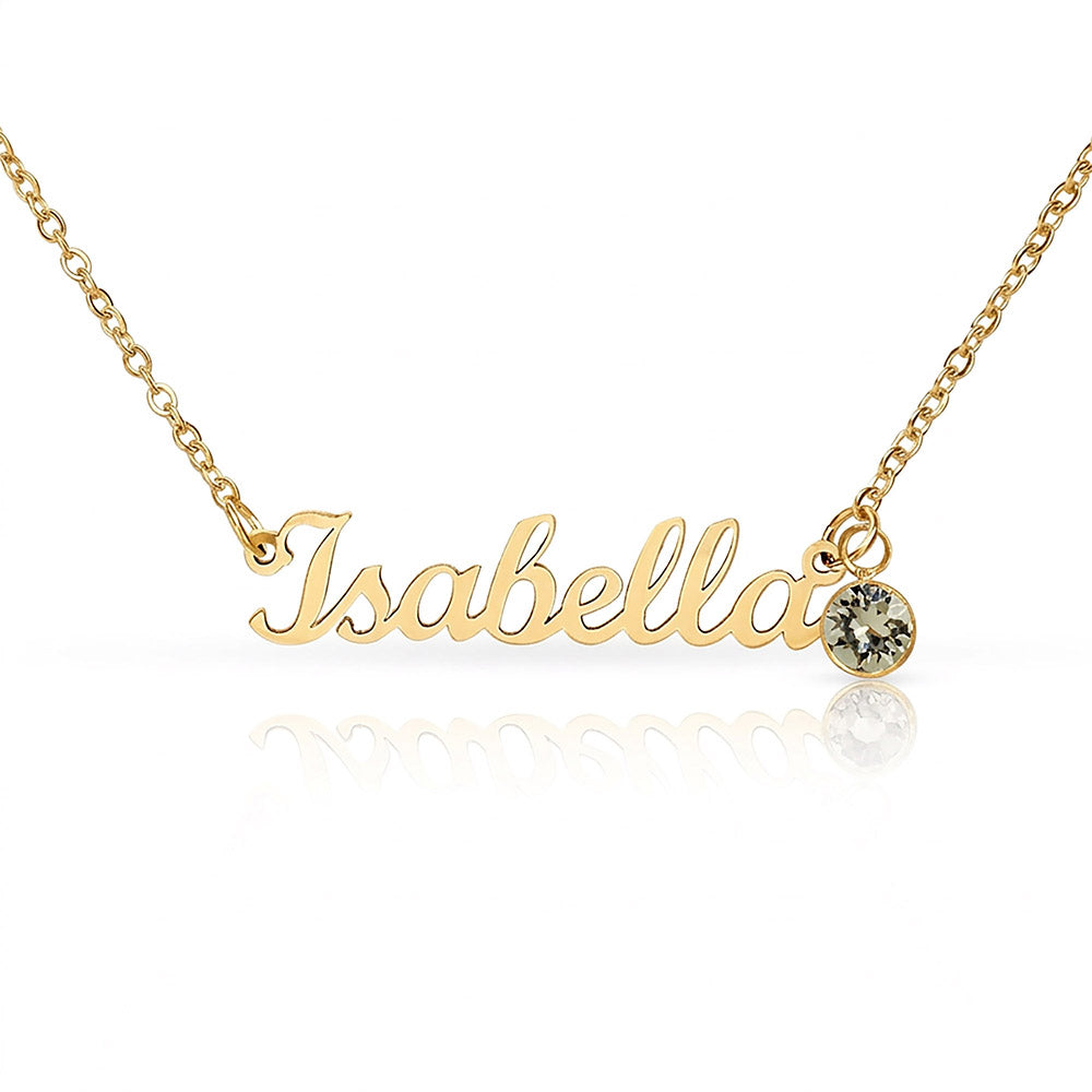 Personalized Name Necklace for Daughter – Athlete Gift from Mom – Custom Name Jewelry with Birthstone