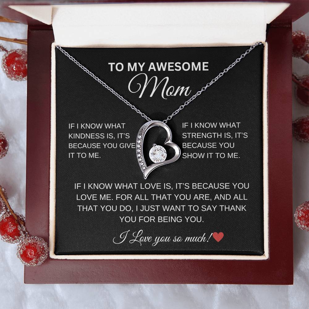 To My Awesome Mom Forever Love Necklace - Black