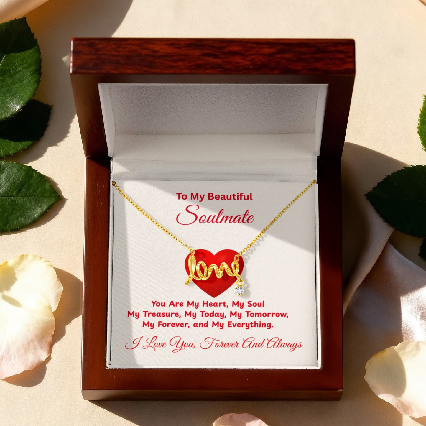 To My Soulmate My Heart on Valentine's Day Love Necklace