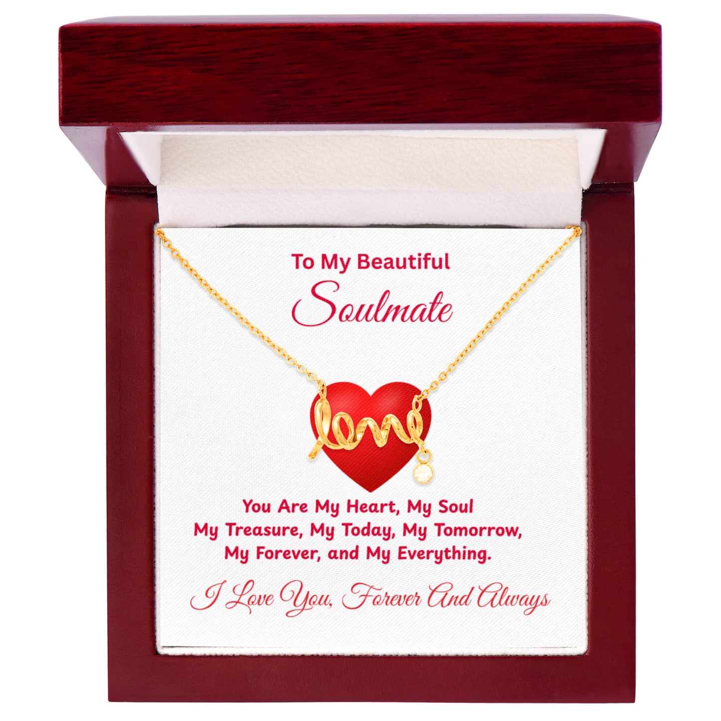 To My Soulmate My Heart on Valentine's Day Love Necklace