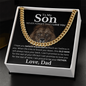 To My Son Cuban Link Chain – Lion Message Card Gift from Dad