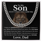 To My Son Cuban Link Chain – Lion Message Card Gift from Dad