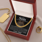 To My Son Cuban Link Chain – Lion Message Card Gift from Dad