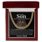To My Son Cuban Link Chain – Lion Message Card Gift from Dad
