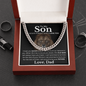 To My Son Cuban Link Chain – Lion Message Card Gift from Dad