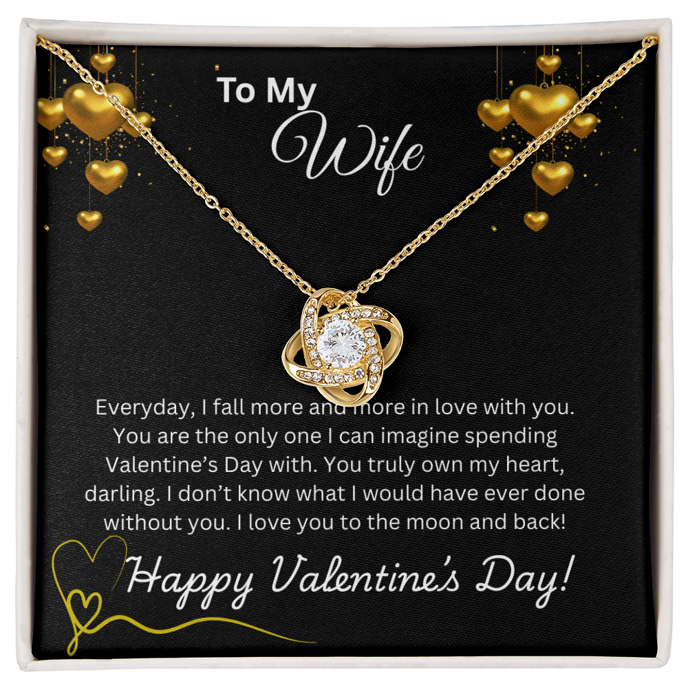 To My Wife on Valentine's Day Love Knot Necklace Blk