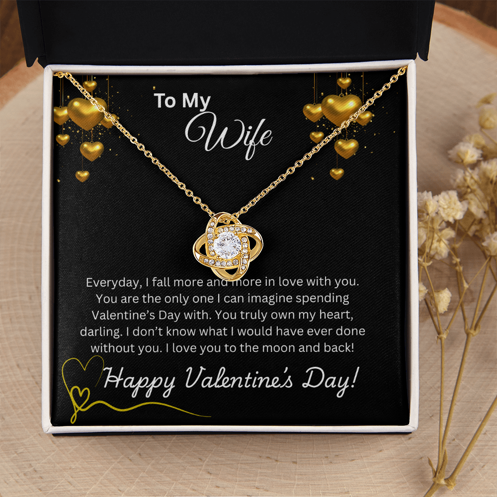 To My Wife on Valentine's Day Love Knot Necklace Blk