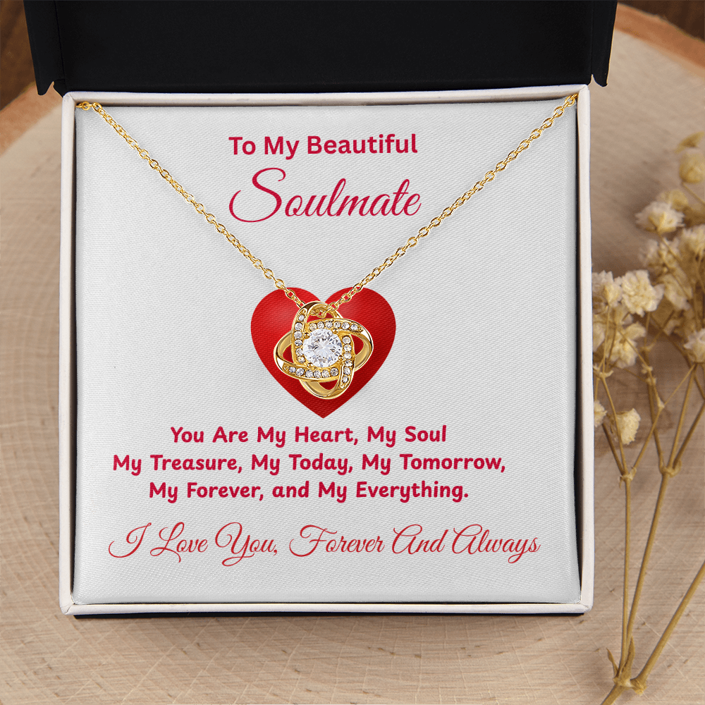 To My Soulmate My Heart on Valentine's Day Love Knot Necklace