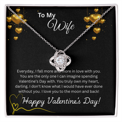 To My Wife on Valentine's Day Love Knot Necklace Blk