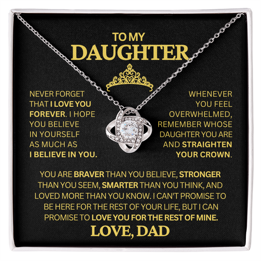 To My Daughter Necklace from Dad – Crown Message Card Jewelry Gift