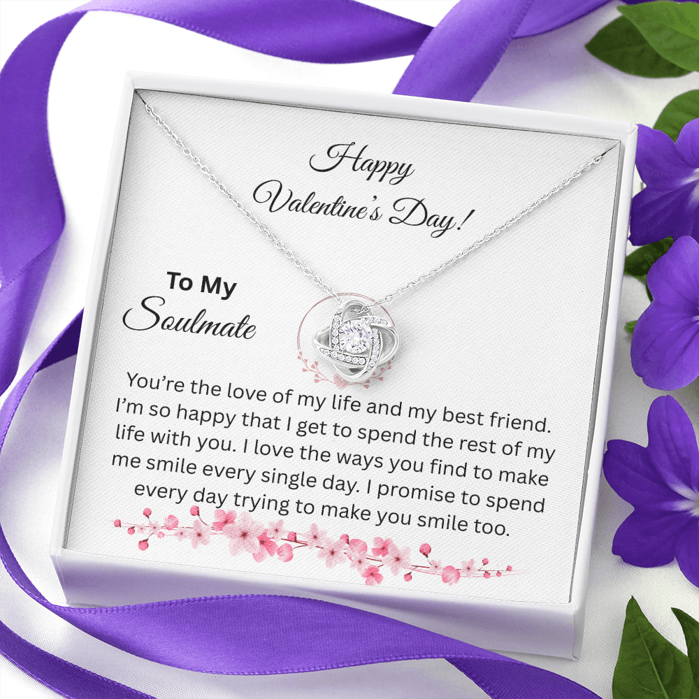 To My Soulmate on Valentine's Day Love Knot Necklace