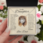To My Daughter Necklace from Dad – Sentimental Lion Message Card Gift