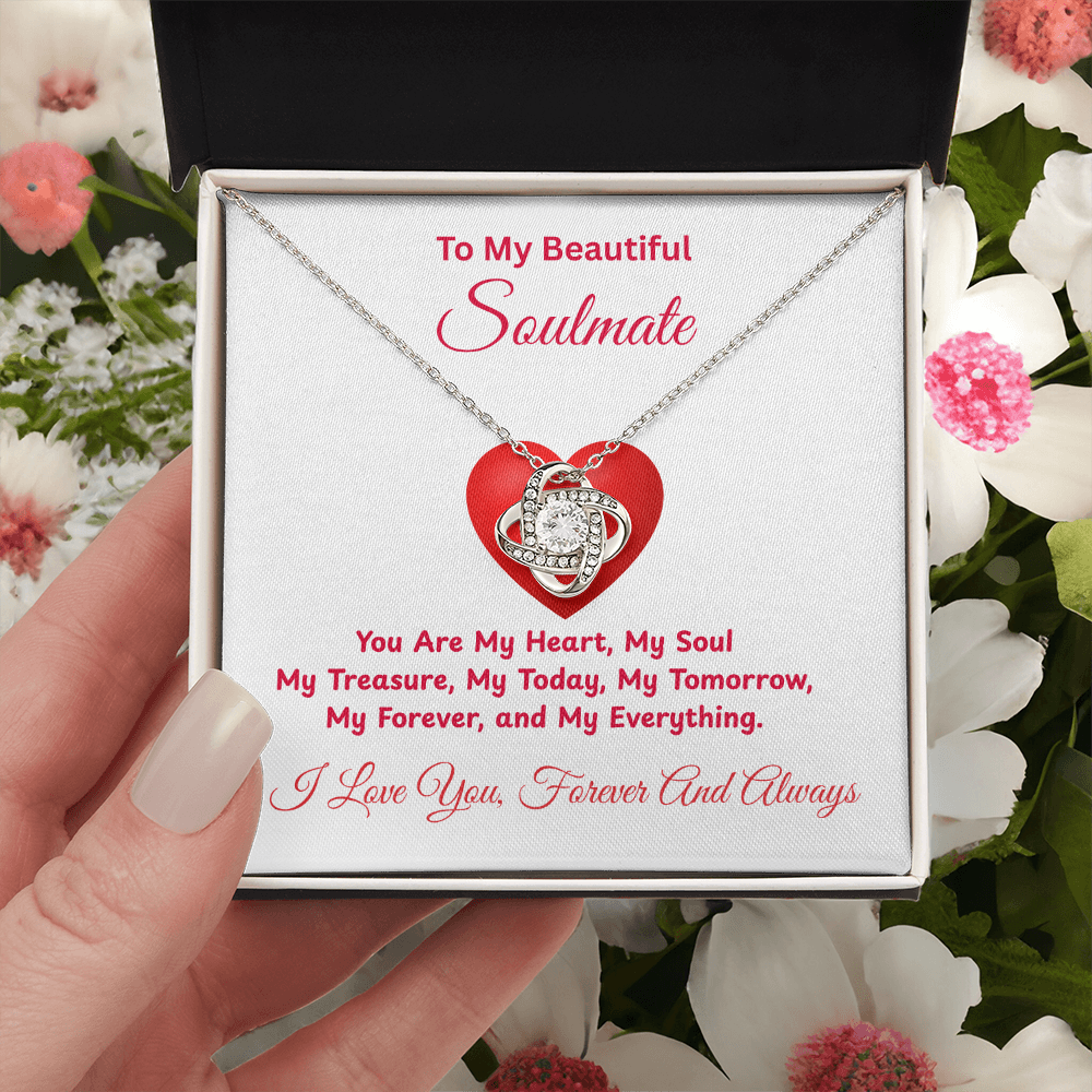 To My Soulmate My Heart on Valentine's Day Love Knot Necklace