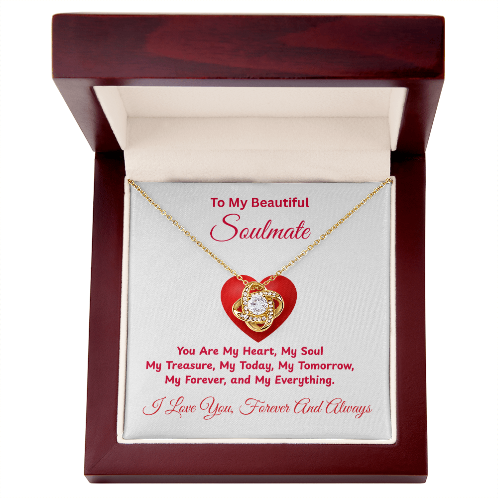 To My Soulmate My Heart on Valentine's Day Love Knot Necklace