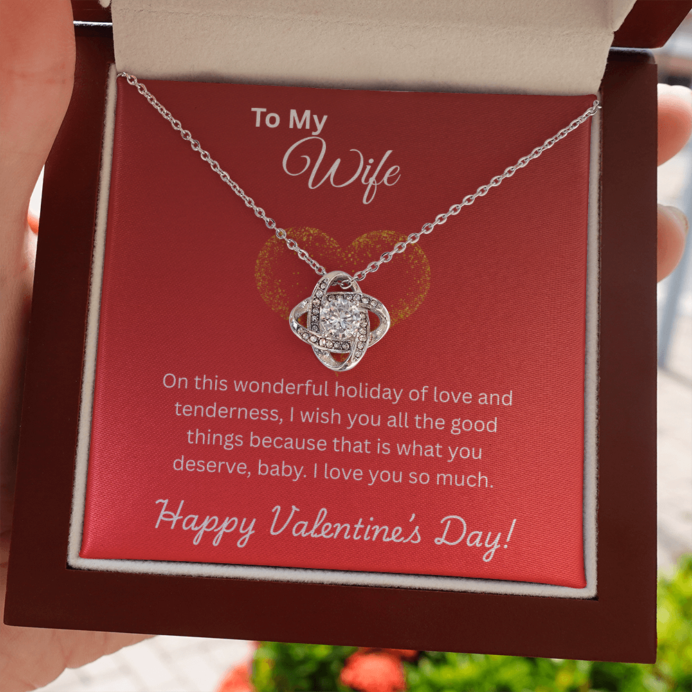 To My Wife on Valentine's Day Love Knot Necklace