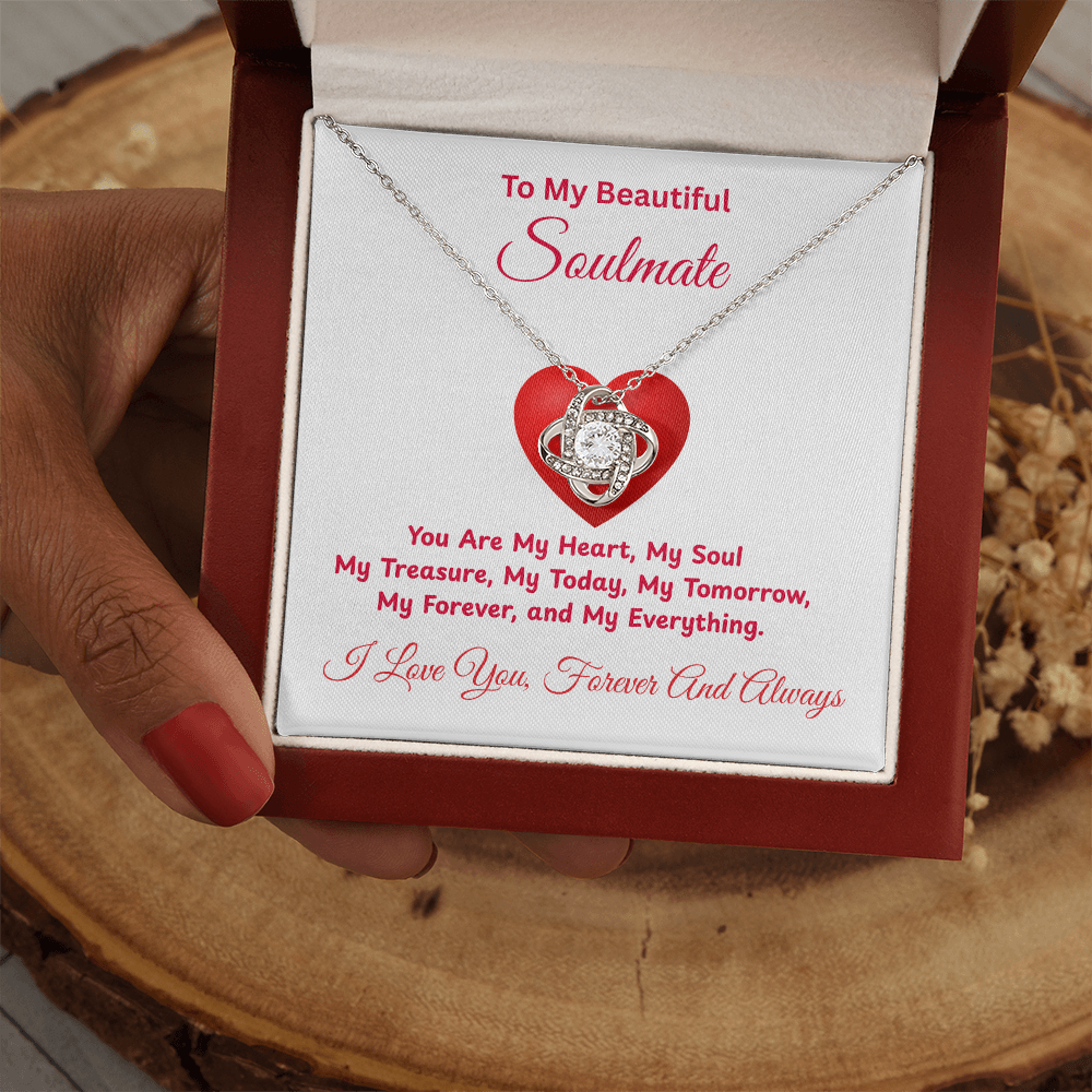 To My Soulmate My Heart on Valentine's Day Love Knot Necklace